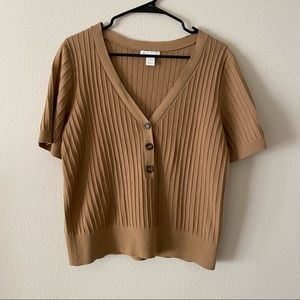 H&M tan top with button detail